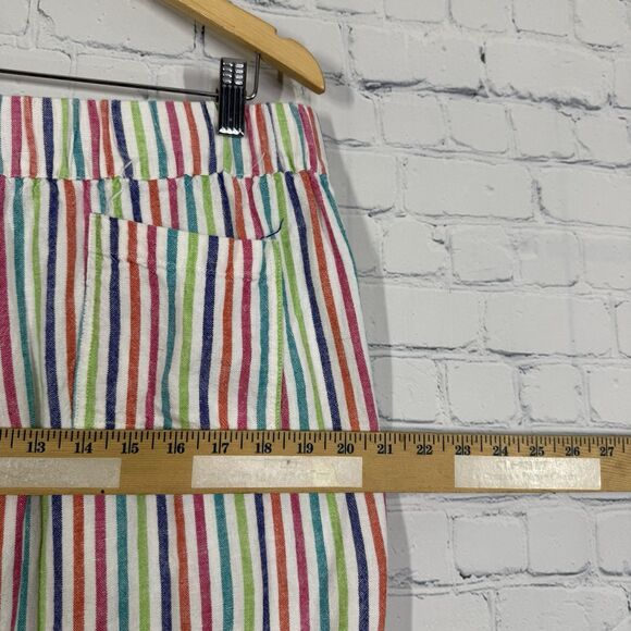 By Cynthia Pants Large Pull On Linen Blend Striped Waist Pockets Resort Cottage - Picture 7 of 11